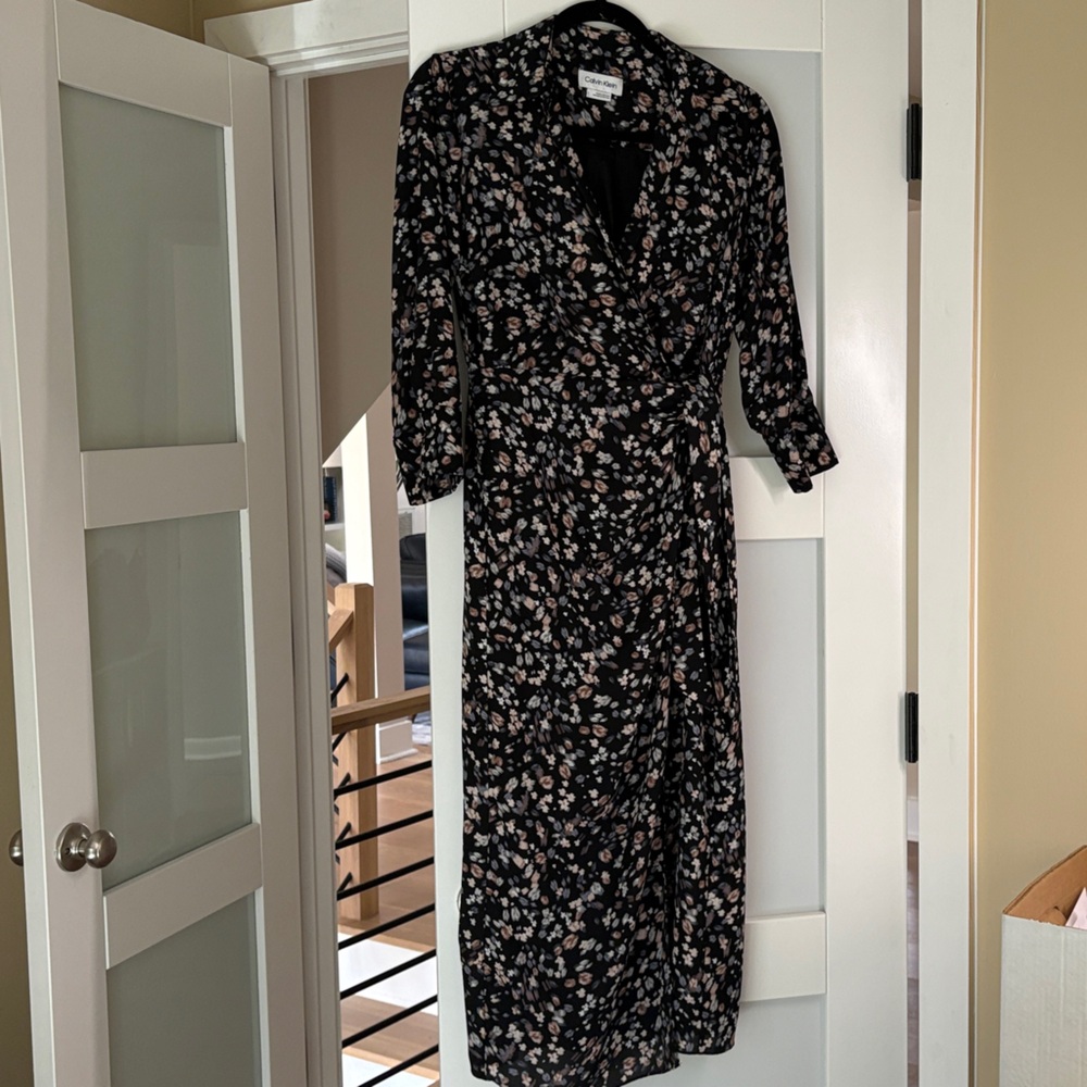 Calvin Klein Perfect Fall Floral Wrap Dress